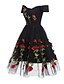 cheap Romantic Lace Dresses-Women&#039;s A Line Dress White Black Short Sleeves Floral Embroidered Lace Off Shoulder S M L XL XXL