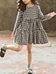 cheap Dresses-Girls&#039; Plaid 3D Printed Graphic Dresses Knee-length Dress Kids