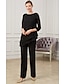 cheap Mother of the Bride Dresses-Jumpsuit / Pantsuit Mother of the Bride Dress Elegant Jewel Neck Floor Length Chiffon Half Sleeve with Ruching 2023