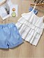cheap Sets-Kids Girls&#039; Clothing Set Sleeveless White Color Block Basic