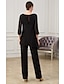 cheap Mother of the Bride Dresses-Pantsuit / Jumpsuit Mother of the Bride Dress Elegant Jewel Neck Floor Length Chiffon Half Sleeve with Ruching 2022