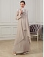 cheap Mother of the Bride Dresses-A-Line Mother of the Bride Dress Elegant Jewel Neck Floor Length Chiffon Long Sleeve Jacket Dresses with Appliques 2022