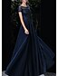 cheap Prom Dresses-A-Line Empire Prom Formal Evening Dress Illusion Neck Short Sleeve Floor Length Tulle with Beading Sequin 2021