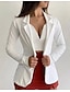 hesapli Kadın Blazer Ceketler ve Takım Elbiseler-Kadın&#039;s Blazer Moda Modern Dar Kesim Günlük İş Giyimi Sevgililer Günü Ceket Polyester Beyaz Siyah Doğal Pembe Bahar Sonbahar Önü Açık V Yaka Normal S M L XL XXL 3XL