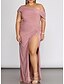cheap Prom Dresses-Sheath / Column Plus Size Prom Formal Evening Dress One Shoulder Sleeveless Floor Length Spandex with Pleats Slit 2022
