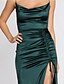 cheap Prom Dresses-Sheath / Column Sexy Prom Formal Evening Dress Scoop Neck Sleeveless Floor Length Spandex with Ruched Slit 2022