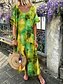 cheap Women&#039;s Dresses-Women&#039;s Shift Dress Maxi long Dress Green Purple Fuchsia Royal Blue Red Short Sleeve Print Round Neck S M L XL XXL 3XL 4XL 5XL
