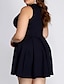 levne Koktejlové šaty-A-Line Cocktail Dresses Plus Size Dress Party Wear Short / Mini Sleeveless Scoop Neck Spandex with Pleats 2023