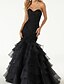 cheap Wedding Dresses-Engagement Wedding Dresses in Color Black Wedding Dresses Mermaid / Trumpet Sweetheart Sleeveless Sweep / Brush Train Polyester Bridal Gowns With Beading Appliques 2024