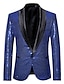 cheap Men&#039;s Outerwear-men&#039;s pink gold flower pattern wedding singer sequins suit jacket (xl, black c)
