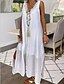 cheap Women&#039;s Dresses-Women&#039;s Shift Dress Maxi long Dress White Sleeveless Solid Color V Neck Loose S M L XL XXL 3XL