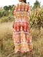 cheap Boho Dresses-Women&#039;s A Line Dress Red Half Sleeve Geometric Summer V Neck One-Size / Maxi