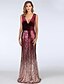 cheap Evening Dresses-A-Line Color Block Wedding Guest Formal Evening Dress V Neck Sleeveless Floor Length Velvet with Sequin 2021