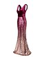 cheap Evening Dresses-A-Line Color Block Wedding Guest Formal Evening Dress V Neck Sleeveless Floor Length Velvet with Sequin 2021