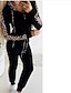 cheap Women&#039;s Sportswear-Women&#039;s Hoodie Tracksuit Pants Sets Color Block Black Long Sleeve Fall &amp; Winter