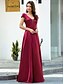 cheap Prom Dresses-A-Line Retro Engagement Prom Dress Illusion Neck Short Sleeve Floor Length Satin with Sash / Ribbon 2021