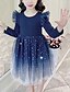 cheap Dresses-Kids Little Girls&#039; Dress Blue Galaxy Solid Colored Mesh Patchwork Royal Blue Cotton Knee-length Long Sleeve Cute Dresses Children&#039;s Day Regular Fit