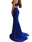 cheap Evening Dresses-Mermaid / Trumpet Evening Dresses Elegant Dress Party Wear Sweep / Brush Train Sleeveless Jewel Neck Spandex with Slit 2022 / Formal Evening
