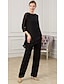cheap Mother of the Bride Pantsuits-Jumpsuit / Pantsuit Mother of the Bride Dress Elegant Jewel Neck Floor Length Chiffon Half Sleeve with Ruching 2024