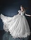 tanie Suknie wieczorowe-Ball Gown Celebrity Style Holiday Cocktail Party Formal Evening Dress V Neck Sleeveless Chapel Train Organza Tulle Charmeuse with Beading Ruffles Flower 2020