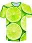 billige 3d-t-skjorte for menn-Herre T skjorte Fargeblokk Frukt 3D Rund hals Lysegrønn Store størrelser Daglig Sport Kortermet Trykt mønster Klær overdrevet Grunnleggende