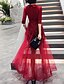 cheap Prom Dresses-Sheath / Column Hot Party Wear Prom Dress V Neck Half Sleeve Asymmetrical Tulle Sequined with Sequin Tassel 2021