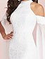 cheap Wedding Dresses-Hall Wedding Dresses Mermaid / Trumpet Halter Neck Short Sleeve Floor Length Polyester Bridal Gowns With Appliques 2024