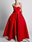 halpa Iltapuvut-haalarit iltapuku minimalistinen mekko punainen vihreä mekko häävieras irrotettava hihaton rakas taskusatiini rusetilla päällyshame 2024