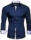 cheap Men&#039;s Shirts-Men&#039;s Shirt Solid Colored Collar Classic Collar Wedding Street Long Sleeve Patchwork Slim Tops Cotton Business Basic Fashion Breathable White Black Royal Blue / Spring / Summer / Winter