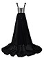 cheap Evening Dresses-A-Line Evening Gown Cut Out Dress Wedding Guest Formal Evening Court Train Sleeveless Sweetheart Tulle with Slit 2024