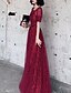 cheap Prom Dresses-A-Line Glittering Prom Formal Evening Valentine&#039;s Day Dress Illusion Neck Half Sleeve Floor Length Tulle Sequined with Sash / Ribbon Sequin 2021