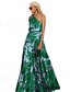 cheap Dresses-Women&#039;s Maxi long Dress Swing Dress Green Rose Red Sleeveless Cold Shoulder Print One Shoulder Spring Summer Personalized Stylish Hot 2022 S M L XL XXL