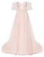 cheap Evening Dresses-A-Line Elegant Engagement Formal Evening Dress Sweetheart Neckline Sleeveless Court Train Tulle with Bow(s) Pleats 2022