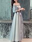 cheap Prom Dresses-A-Line Floral Engagement Prom Dress Off Shoulder Half Sleeve Floor Length Tulle with Embroidery Appliques 2021