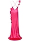 Χαμηλού Κόστους Βραδινά Φορέματα-Ίσια Γραμμή Βραδινά φορέματα Σέξι Φόρεμα Αρραβώνας Ουρά Αμάνικο Λαιμόκοψη V Πολυεστέρας με Βολάν Φόρεμα 2022 / Επίσημο Βραδινό