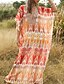 cheap Boho Dresses-Women&#039;s A Line Dress Red Half Sleeve Geometric Summer V Neck One-Size / Maxi
