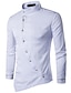 Χαμηλού Κόστους ανδρικά πουκάμισα σμόκιν-ανδρικό πουκάμισο για πάρτι μονόχρωμο γιακά όρθιος γιακάς λευκό μαύρο γκρι κρασί μπλε ναυτικό μακρυμάνικο καθημερινά γιορτινά λεπτά τοπ σινουαζέρι / άνοιξη