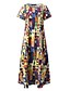 cheap Women&#039;s Dresses-Women&#039;s Loose Maxi long Dress Red Yellow Short Sleeve Geometric Round Neck Loose L XL XXL 3XL 4XL 5XL