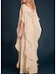 זול שמלות לאם הכלה-מעטפת \ עמוד שמלה לאם הכלה  מידה גדולה אלגנטית עם תכשיטים עד הריצפה שיפון חצי שרוול עם חרוזים קפלים מדורגים 2023