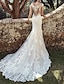 cheap Wedding Dresses-Engagement Formal Wedding Dresses Court Train Mermaid / Trumpet Cap Sleeve Off Shoulder Lace With Lace Buttons 2023 Bridal Gowns