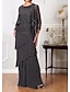 cheap Mother of the Bride Dresses-A-Line Mother of the Bride Dress Elegant Jewel Neck Floor Length Chiffon 3/4 Length Sleeve with Cascading Ruffles 2024