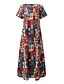 cheap Women&#039;s Dresses-Women&#039;s Loose Maxi long Dress Red Yellow Short Sleeve Geometric Round Neck Loose L XL XXL 3XL 4XL 5XL