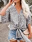 cheap Women&#039;s Blouses &amp; Shirts-Women&#039;s Shirt Floral Pattern Knotted Print Long Sleeve Daily Tops White Yellow Orange