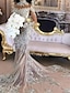 cheap Wedding Dresses-Sparkle &amp; Shine Formal Fall Wedding Dresses Mermaid / Trumpet High Neck Long Sleeve Chapel Train Lace Bridal Gowns With Lace Insert Appliques 2023 Summer Wedding Party, Women‘s Clothing