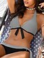 cheap Bikini Sets-Women&#039;s Swimwear Bikini Swimsuit Lace up Halter Knotted Print Geometric Black White Wine Fuchsia Bathing Suits Lace Basic Boho