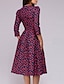 cheap Vintage Dresses-Women&#039;s A Line Dress Midi Dress Red Sleeveless Floral Pleated Patchwork Print Crew Neck Hot Elegant Belt Not Included S M L XL XXL