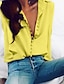 preiswerte Basic-Damenoberteile-Women&#039;s Shirt Blouse Black White Yellow Button Long Sleeve Work Casual V Neck Regular Slim S