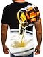 abordables t-shirt 3d pour hommes-Homme Chemise T shirt Tee Graphic 3D Bière Col Rond Gris foncé A B C D Grande Taille Sortie Fin de semaine Manche Courte Vêtement Tenue basique