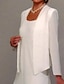 cheap Mother of Bride Dresses with Jacket-Sheath / Column Mother of the Bride Dress Wedding Guest Elegant Jewel Neck Knee Length Chiffon Long Sleeve Wrap Included with Ruffles 2024