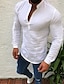 رخيصةأون قميص قطن كتان-رجالي قميص قميص كتان قميص صيفي قميص الشاطئ أسود أبيض أزرق فاتح كم طويل سهل قبة مناسب للبس اليومي ستايل هاواي ملابس